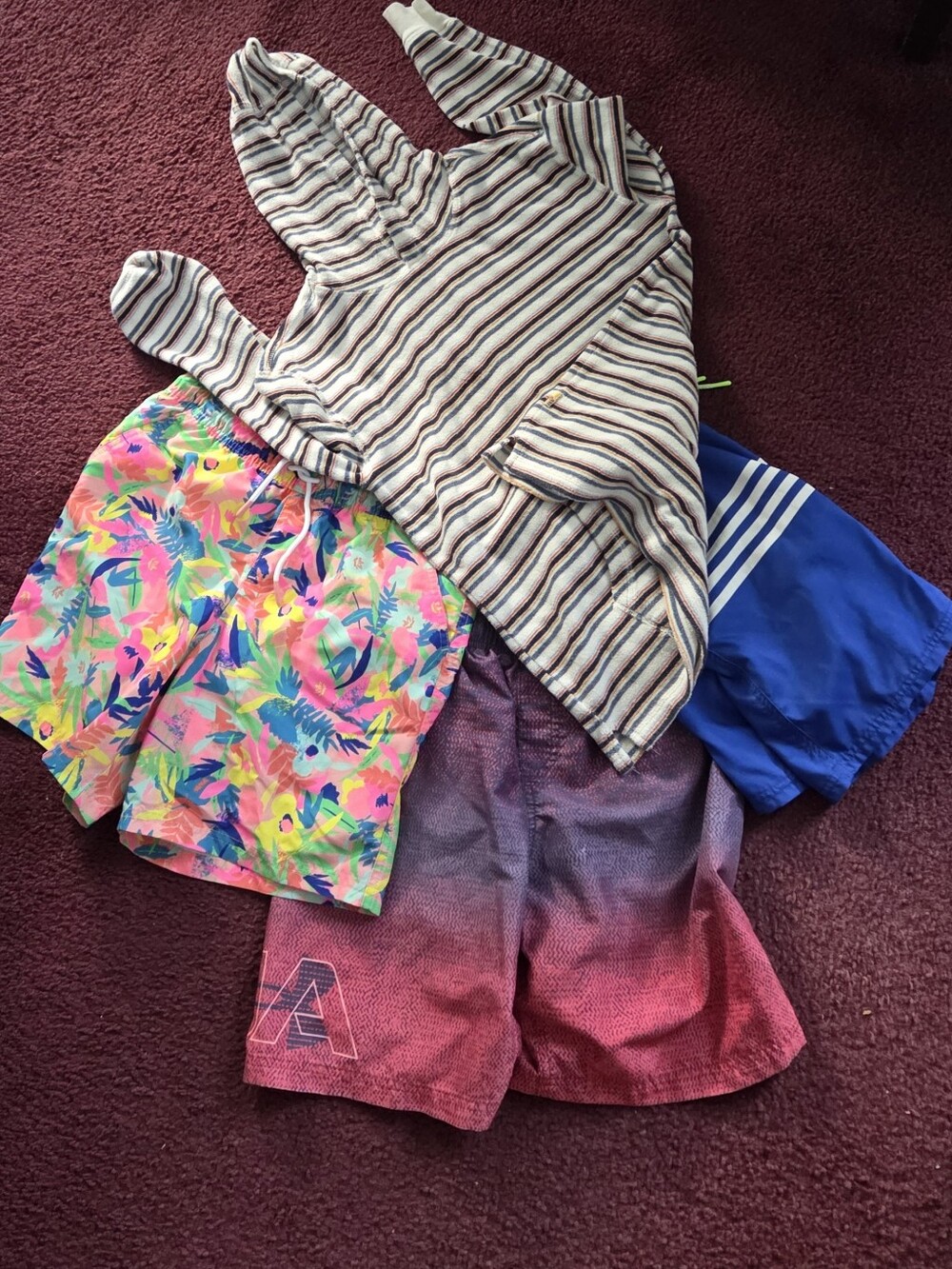 Kids Boys Swim Trunks with Toweled Stripes Hoodie Bulk